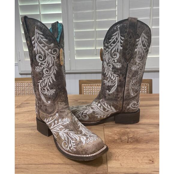 Corral Womens Distressed Filigree Embroidery Western Boots Size 9 NWT Square Toe - Picture 4 of 15